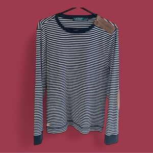Ralph Lauren XL Black Stripe Elbow Patch Tee